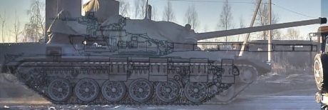 En storleksjämförelse mellan T-14 och T-72